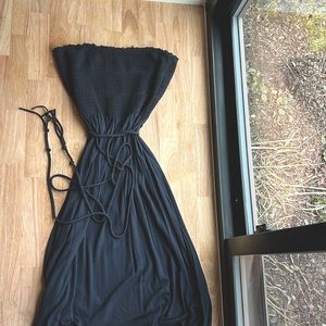 Strapless sundress with handkerchief hemline